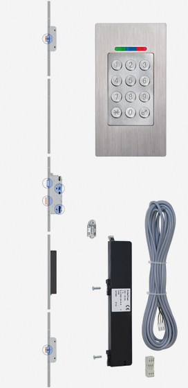 Электронный многозапорный замок GU-SECURY Automatic access controlled (с комплектом мотор-привода A-Öffner и модулем набора цифрового кода)